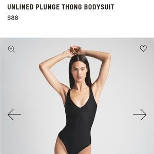 Skims Unlined Plunge Thong Bodysuit Onyx XS NWT